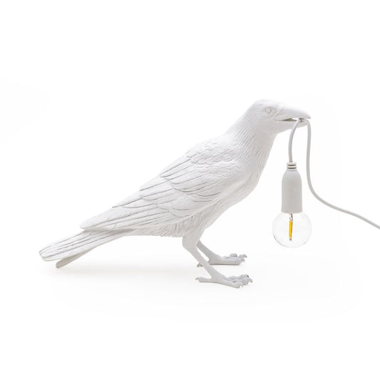 Bird lamp waiting white