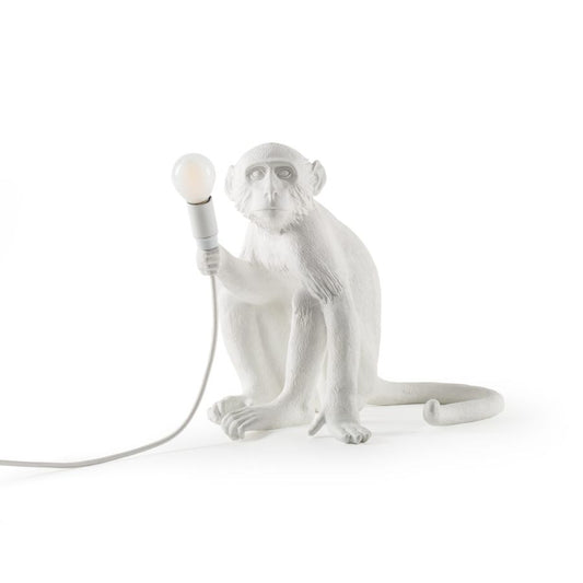 Monkey lamp sitting white
