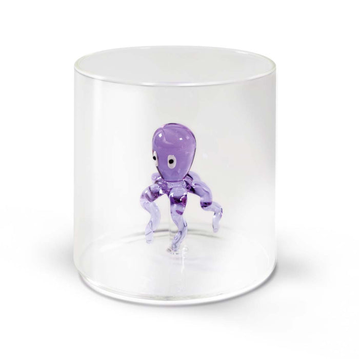 Bicchiere in vetro borosilicato con soggetto Polipo