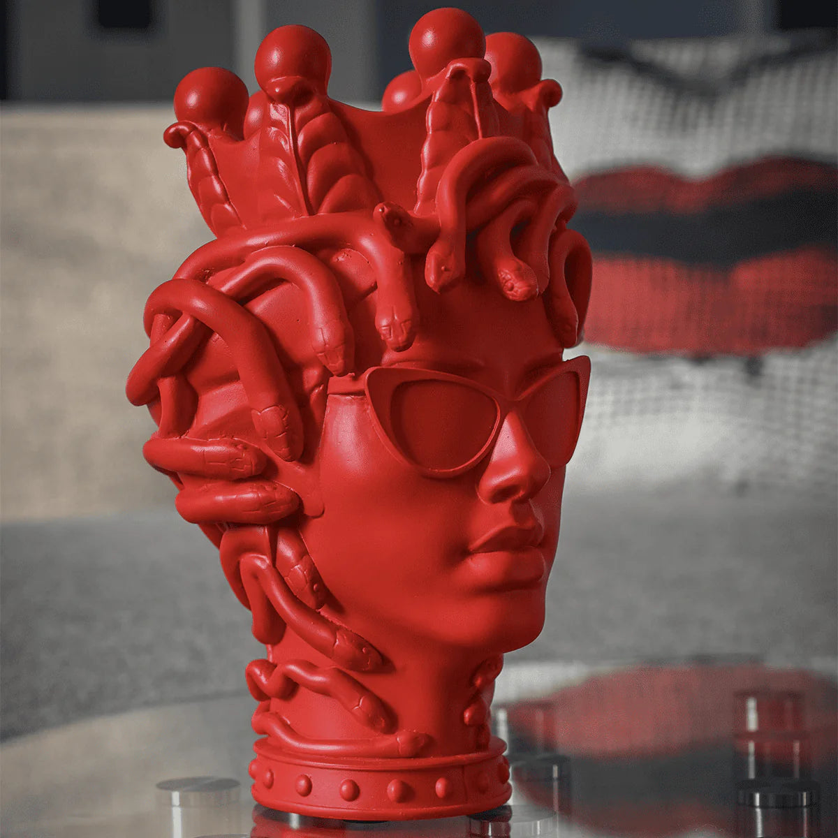 Testa decorativa - La Vipera rosso