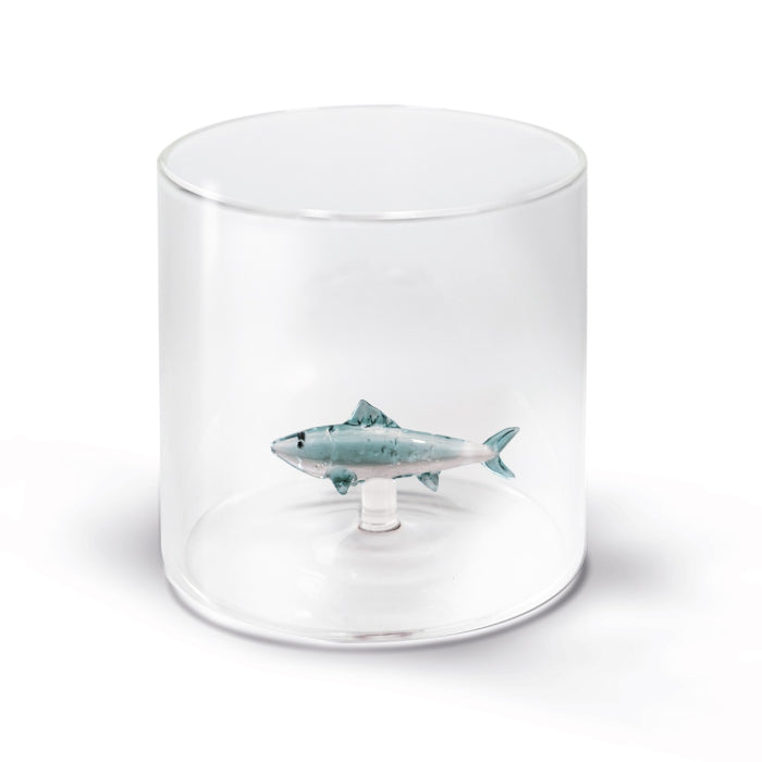 Bicchiere in vetro borosilicato con soggetto Tonno